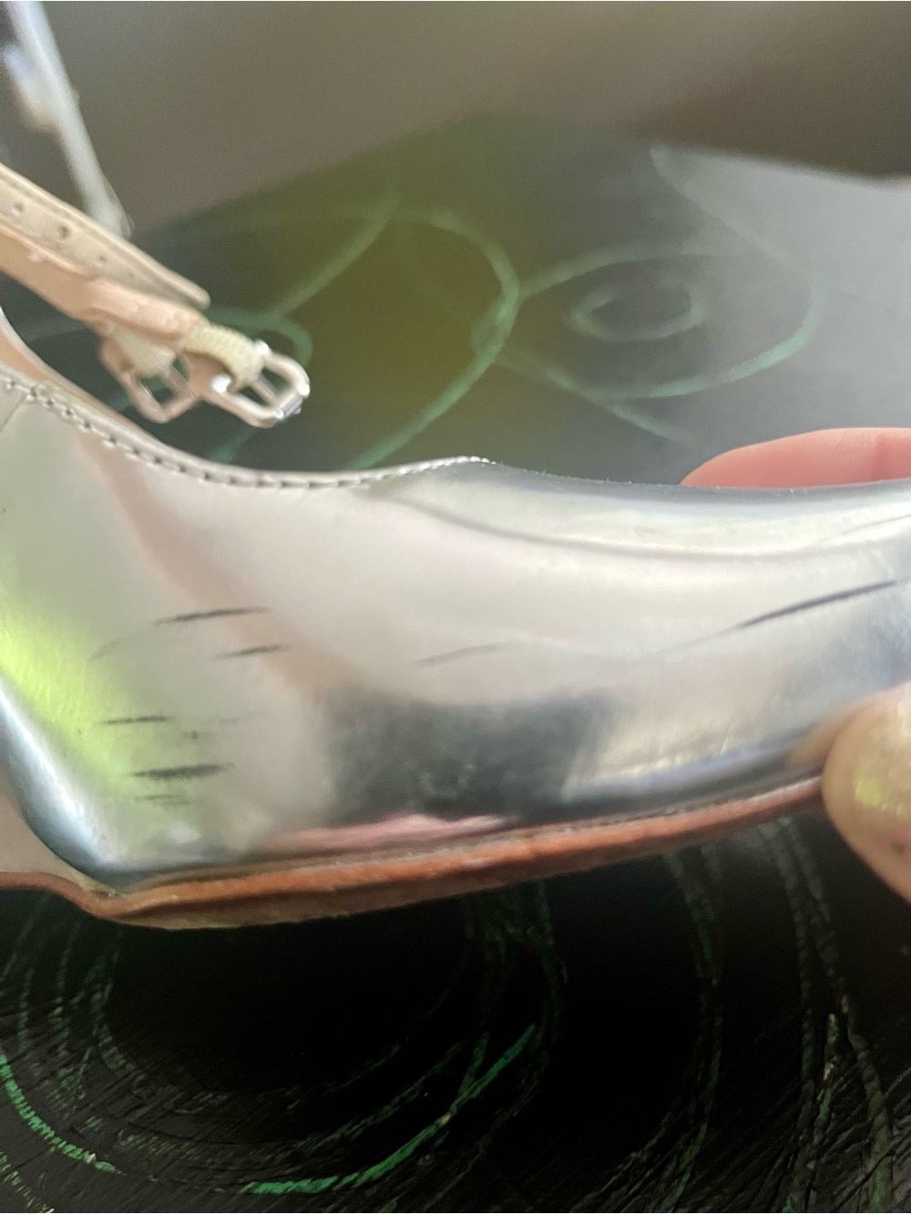 Coach Iridescent Silver Pointed-Toe Slingback Wedges - Picture 4 of 11